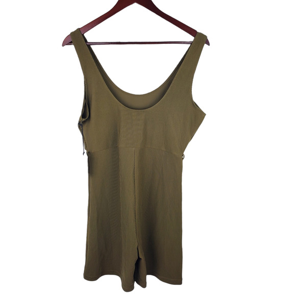 NWT WeWoreWhat Active Scoop Neck Bodysuit Solid Rib Green Size L - Picture 5 of 8